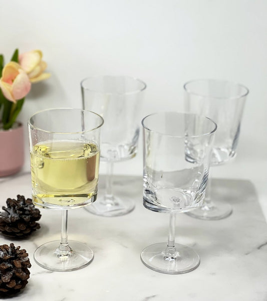 Set of Four Clear Tritan Plastic Stemmed All Purpose Wine Glass HomeRoots