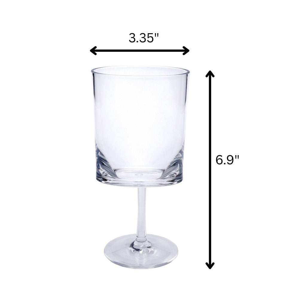 Set of Four Clear Tritan Plastic Stemmed All Purpose Wine Glass HomeRoots