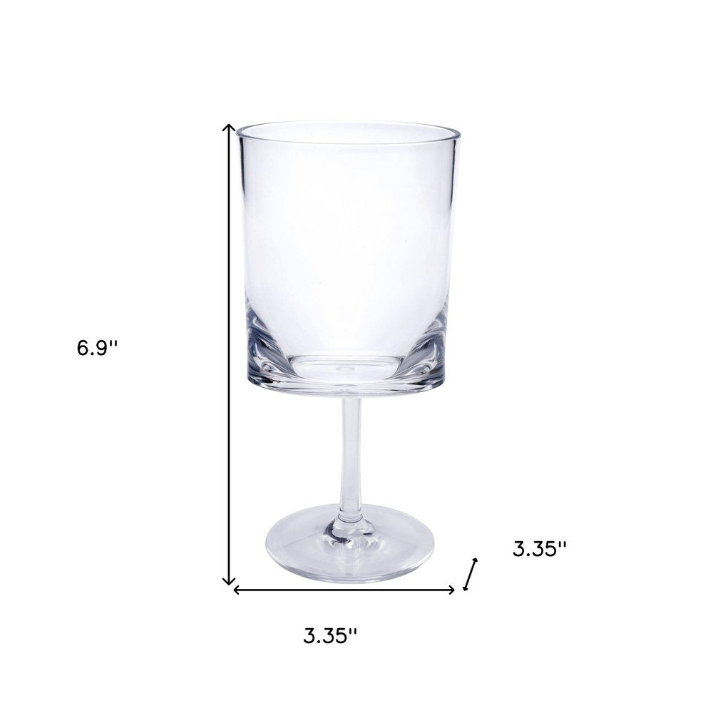 Set of Four Clear Tritan Plastic Stemmed All Purpose Wine Glass HomeRoots