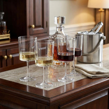 Set of Four Clear Tritan Plastic Stemmed All Purpose Wine Glass HomeRoots