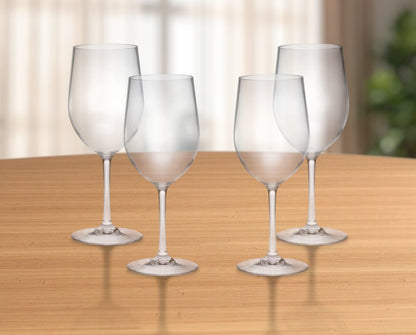 Set of Four Clear Tritan Plastic Stemmed All Purpose Wine Glass HomeRoots