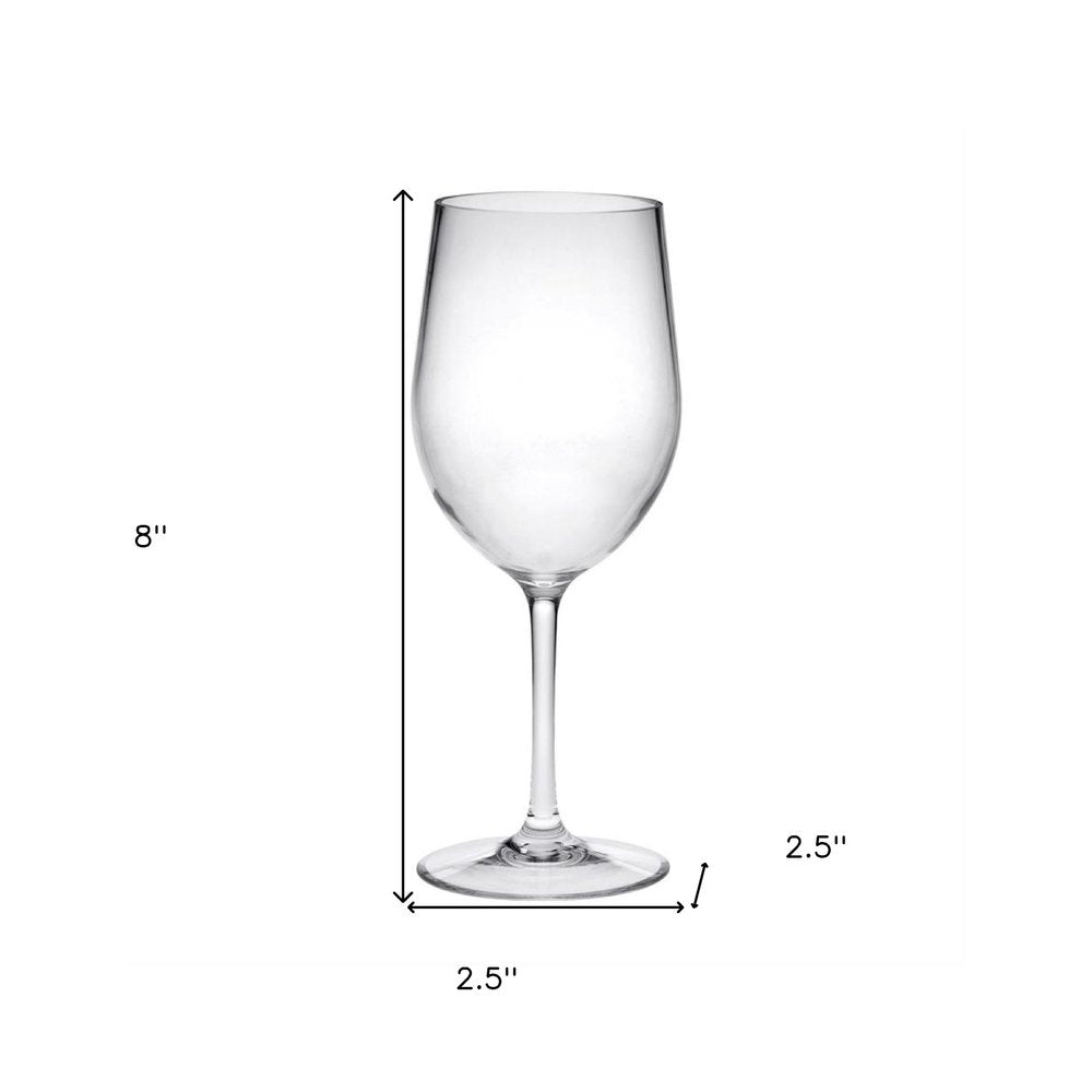Set of Four Clear Tritan Plastic Stemmed All Purpose Wine Glass HomeRoots