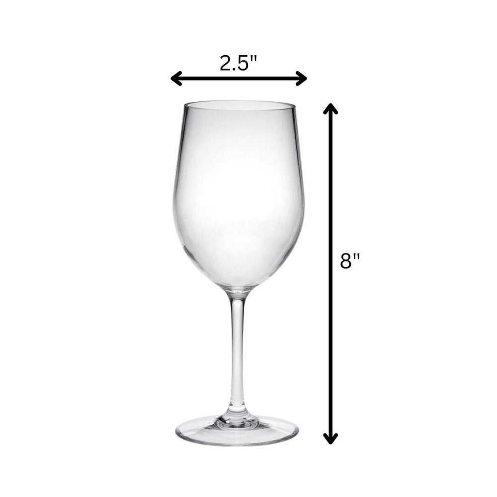 Set of Four Clear Tritan Plastic Stemmed All Purpose Wine Glass HomeRoots