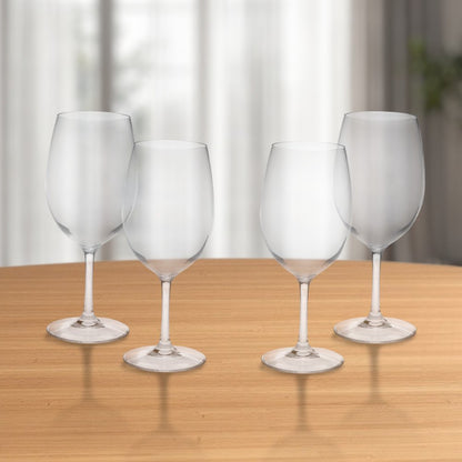 Set of Four Clear Tritan Plastic Stemmed All Purpose Wine Glass HomeRoots