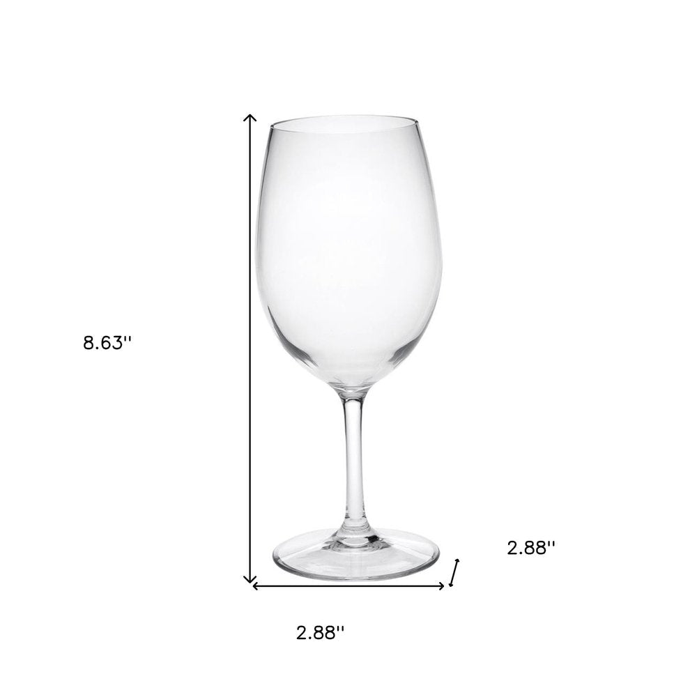 Set of Four Clear Tritan Plastic Stemmed All Purpose Wine Glass HomeRoots