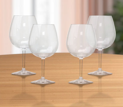 Set of Four Clear Tritan Plastic Stemmed All Purpose Wine Glass HomeRoots