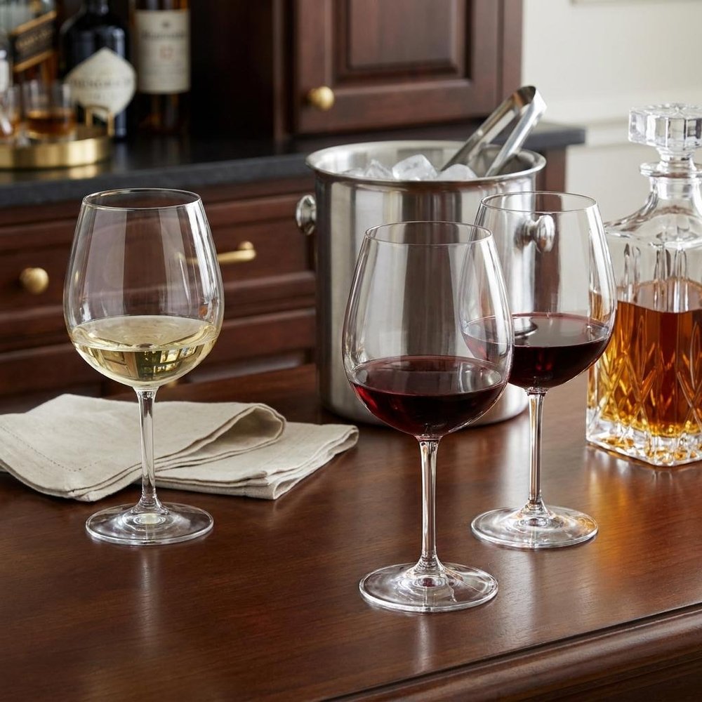 Set of Four Clear Tritan Plastic Stemmed All Purpose Wine Glass HomeRoots