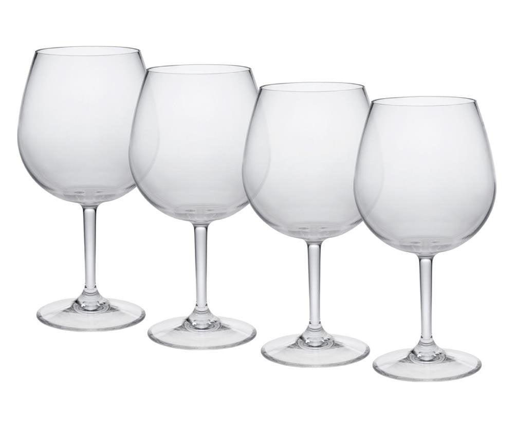 Set of Four Clear Tritan Plastic Stemmed All Purpose Wine Glass HomeRoots