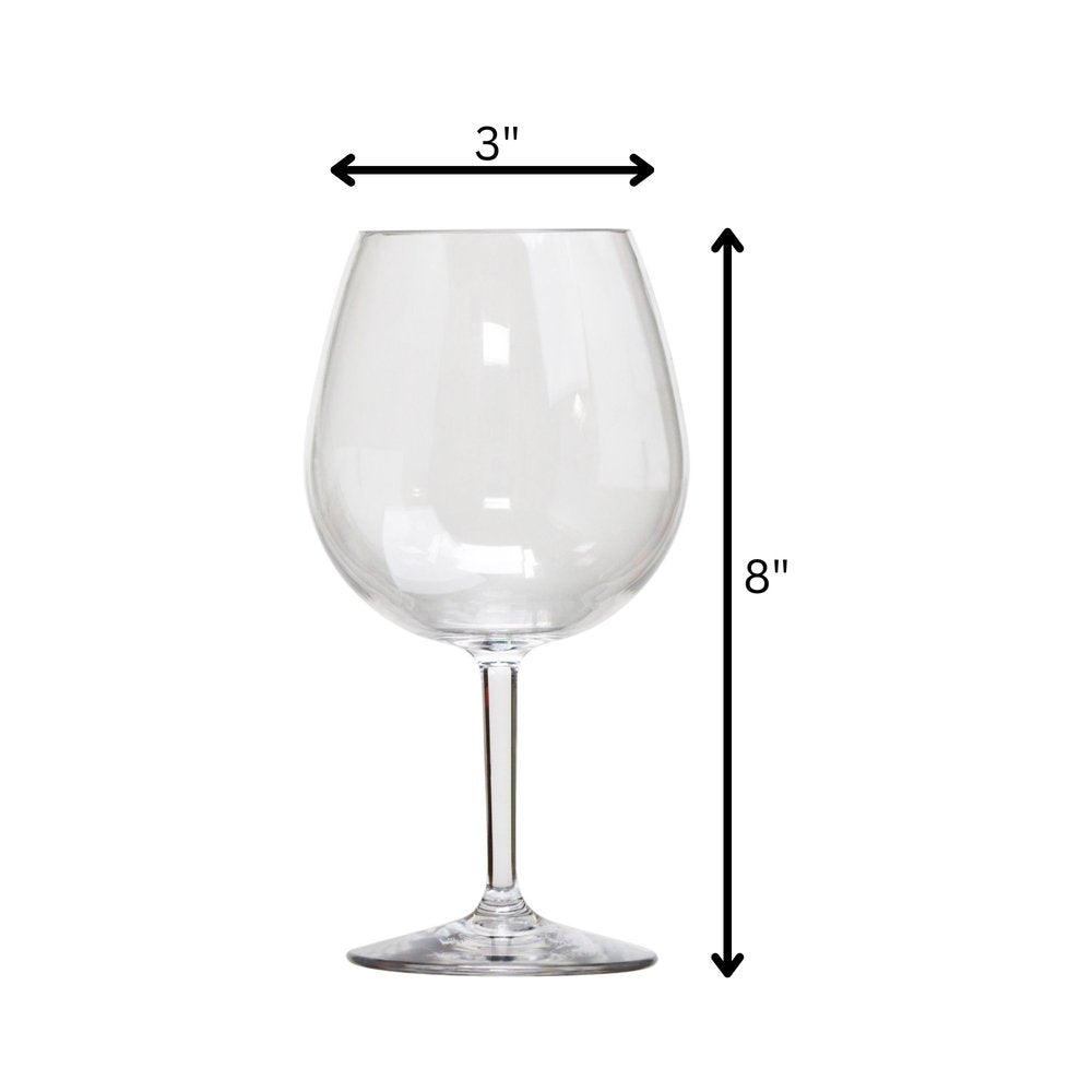 Set of Four Clear Tritan Plastic Stemmed All Purpose Wine Glass HomeRoots