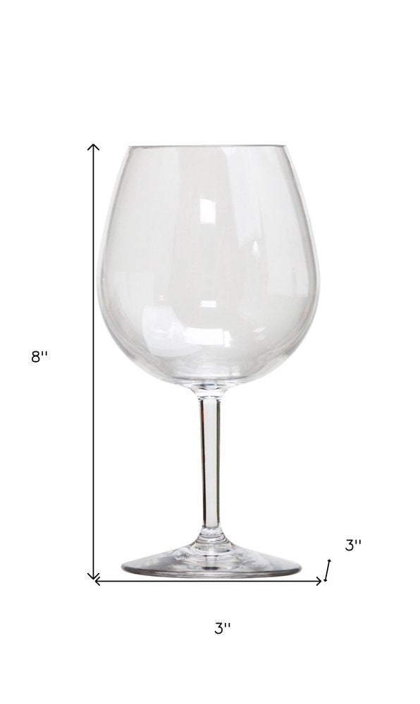 Set of Four Clear Tritan Plastic Stemmed All Purpose Wine Glass HomeRoots
