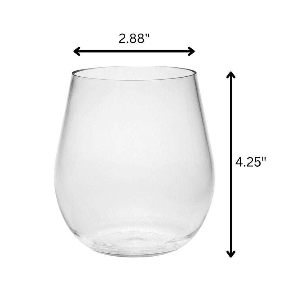 Set of Four Clear Tritan Plastic Balloon or Round Bowl Stemless All Purpose Wine Glass HomeRoots