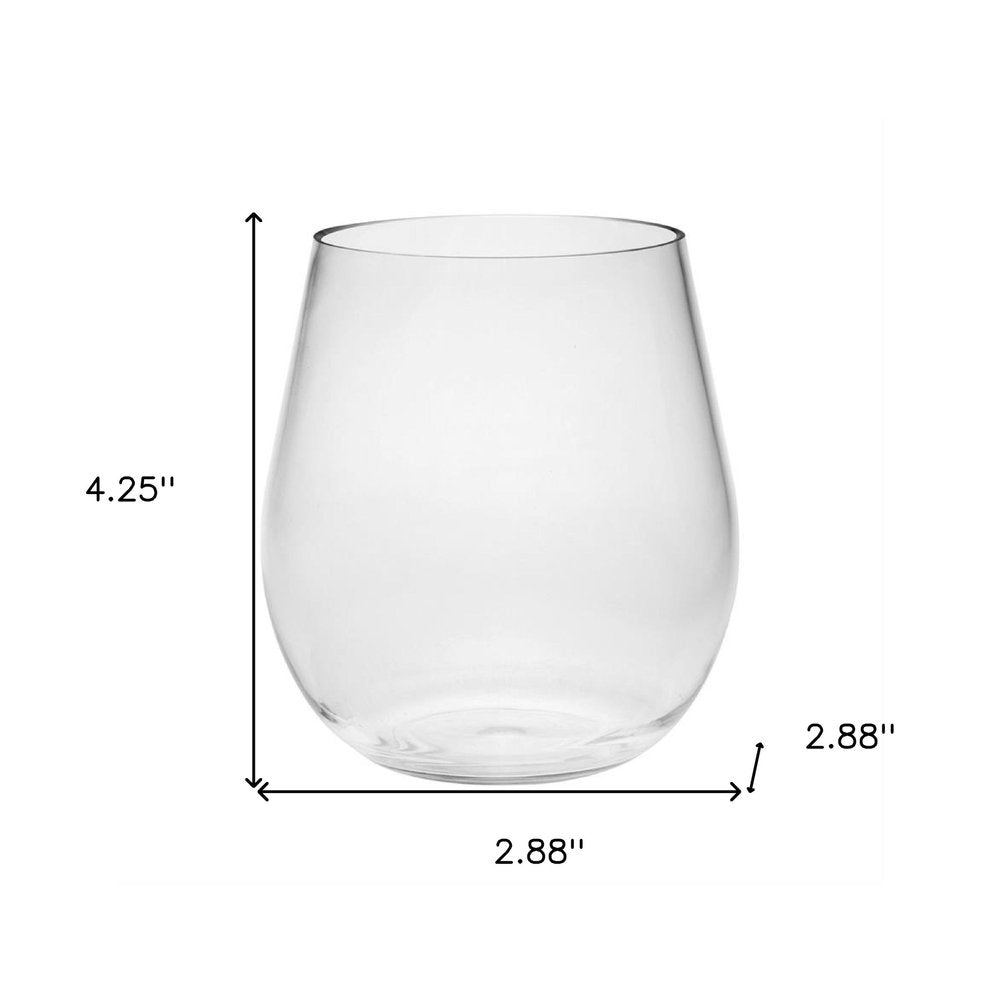 Set of Four Clear Tritan Plastic Balloon or Round Bowl Stemless All Purpose Wine Glass HomeRoots