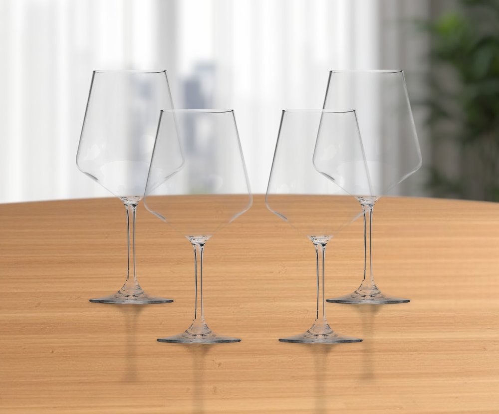 Set of Four Clear Tritan Plastic Stemmed All Purpose Wine Glasses HomeRoots