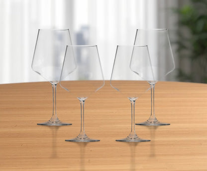 Set of Four Clear Tritan Plastic Stemmed All Purpose Wine Glasses HomeRoots