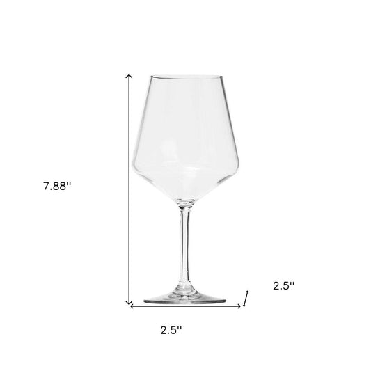 Set of Four Clear Tritan Plastic Stemmed All Purpose Wine Glasses HomeRoots