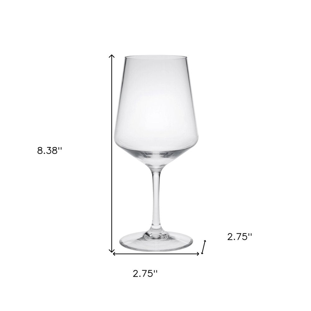 Set of Four Clear Tritan Plastic Stemmed All Purpose Wine Glasses HomeRoots