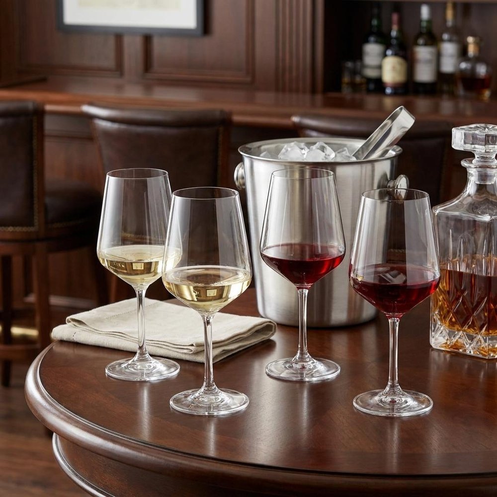 Set of Four Clear Tritan Plastic Stemmed All Purpose Wine Glasses — view 6