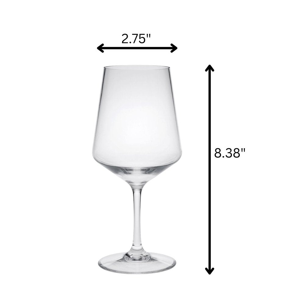 Set of Four Clear Tritan Plastic Stemmed All Purpose Wine Glasses HomeRoots