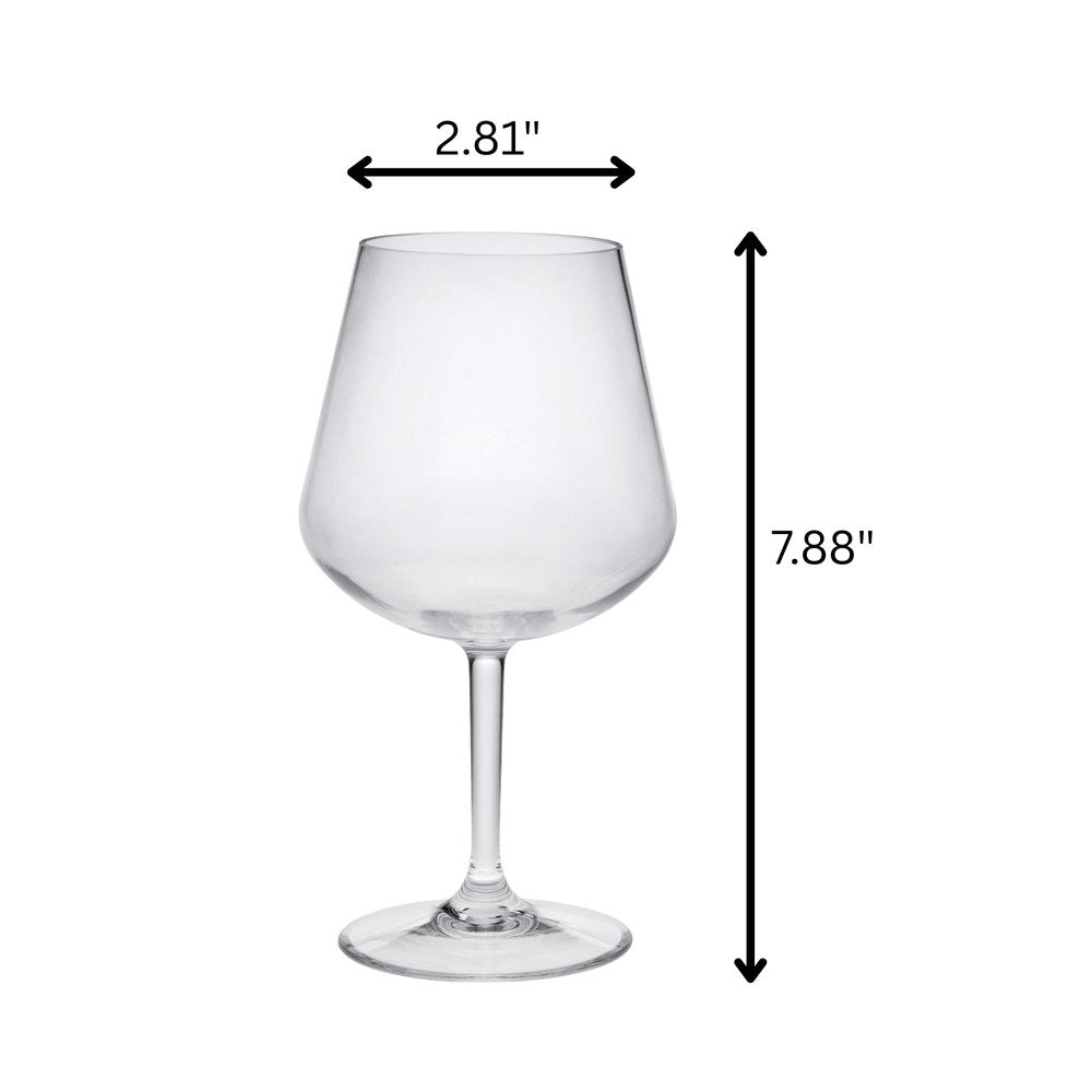 Set of Four Clear Tritan Plastic Stemmed All Purpose Wine Glasses HomeRoots
