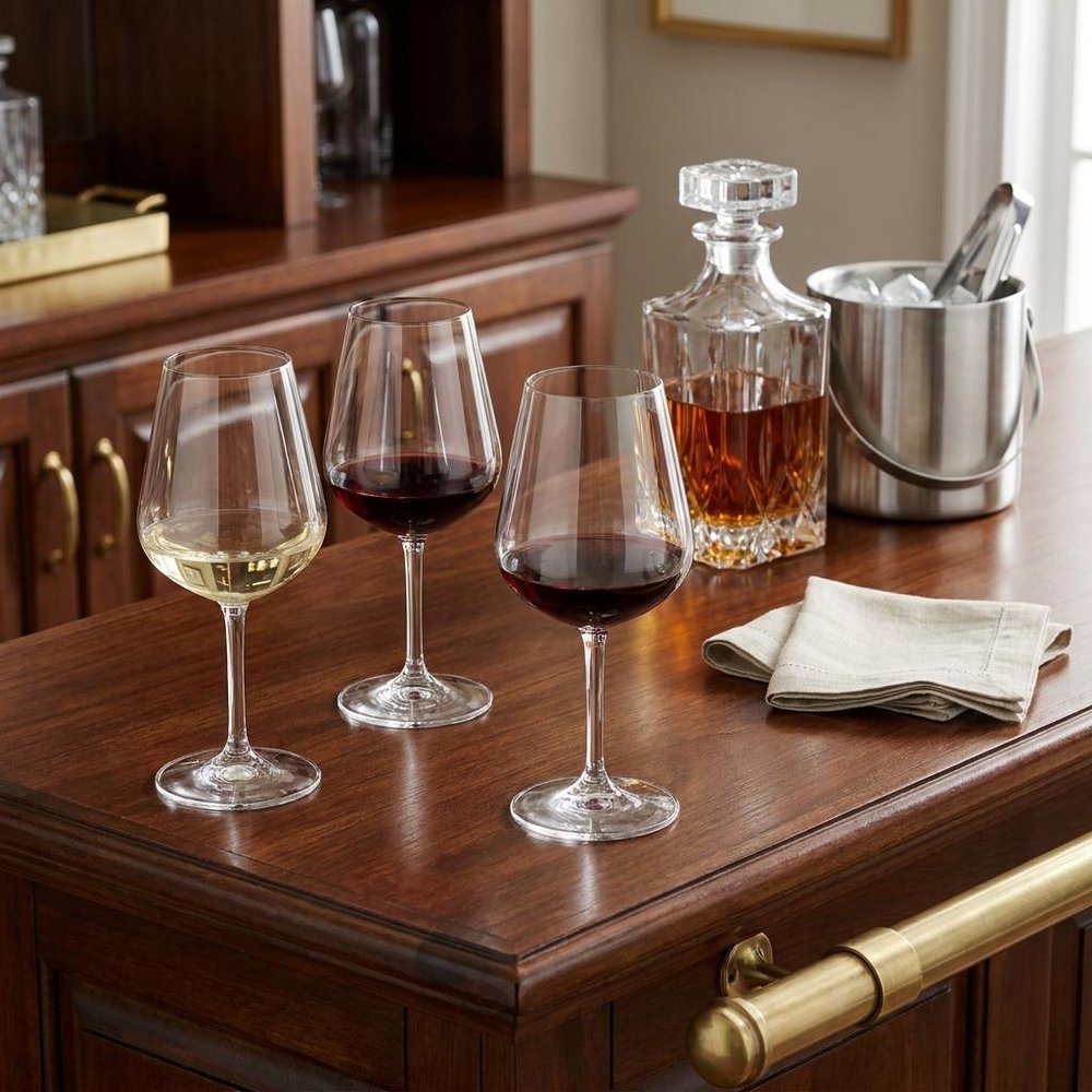 Set of Four Clear Tritan Plastic Stemmed All Purpose Wine Glasses HomeRoots