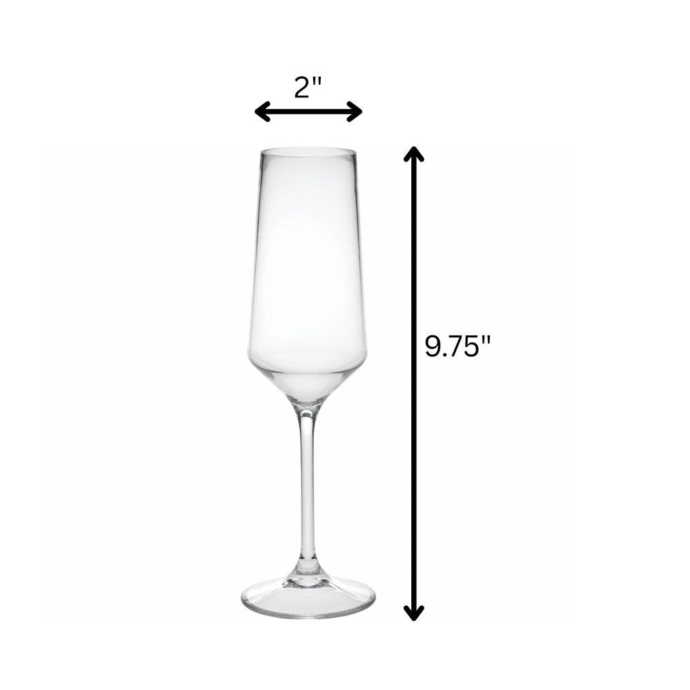 Set of Four Clear Tritan Plastic Stemmed Flutes HomeRoots