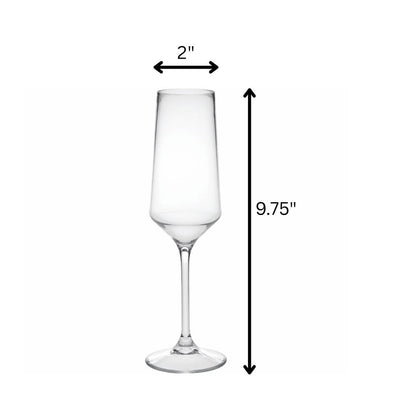 Set of Four Clear Tritan Plastic Stemmed Flutes HomeRoots