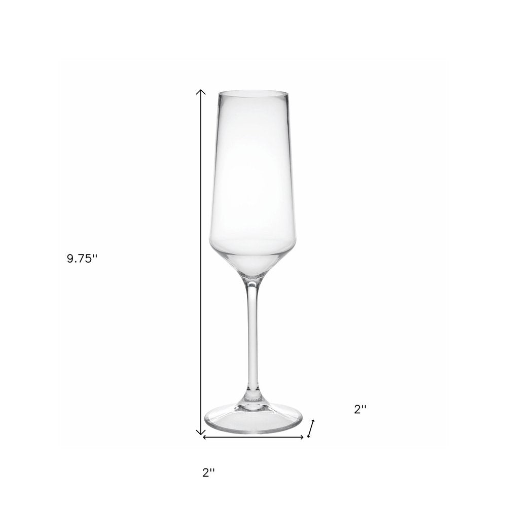 Set of Four Clear Tritan Plastic Stemmed Flutes HomeRoots