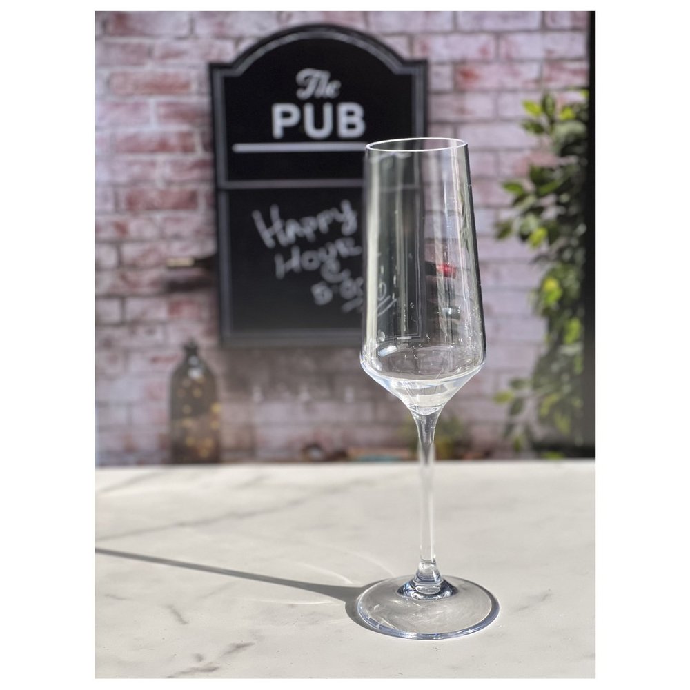 Set of Four Clear Tritan Plastic Stemmed Flutes HomeRoots