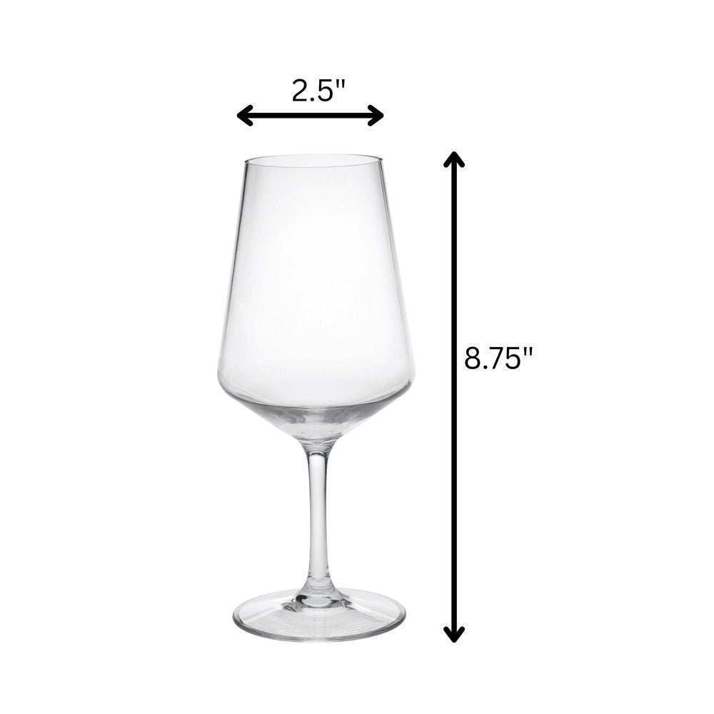 Set of Four Clear Tritan Plastic Stemmed All Purpose Wine Glass HomeRoots
