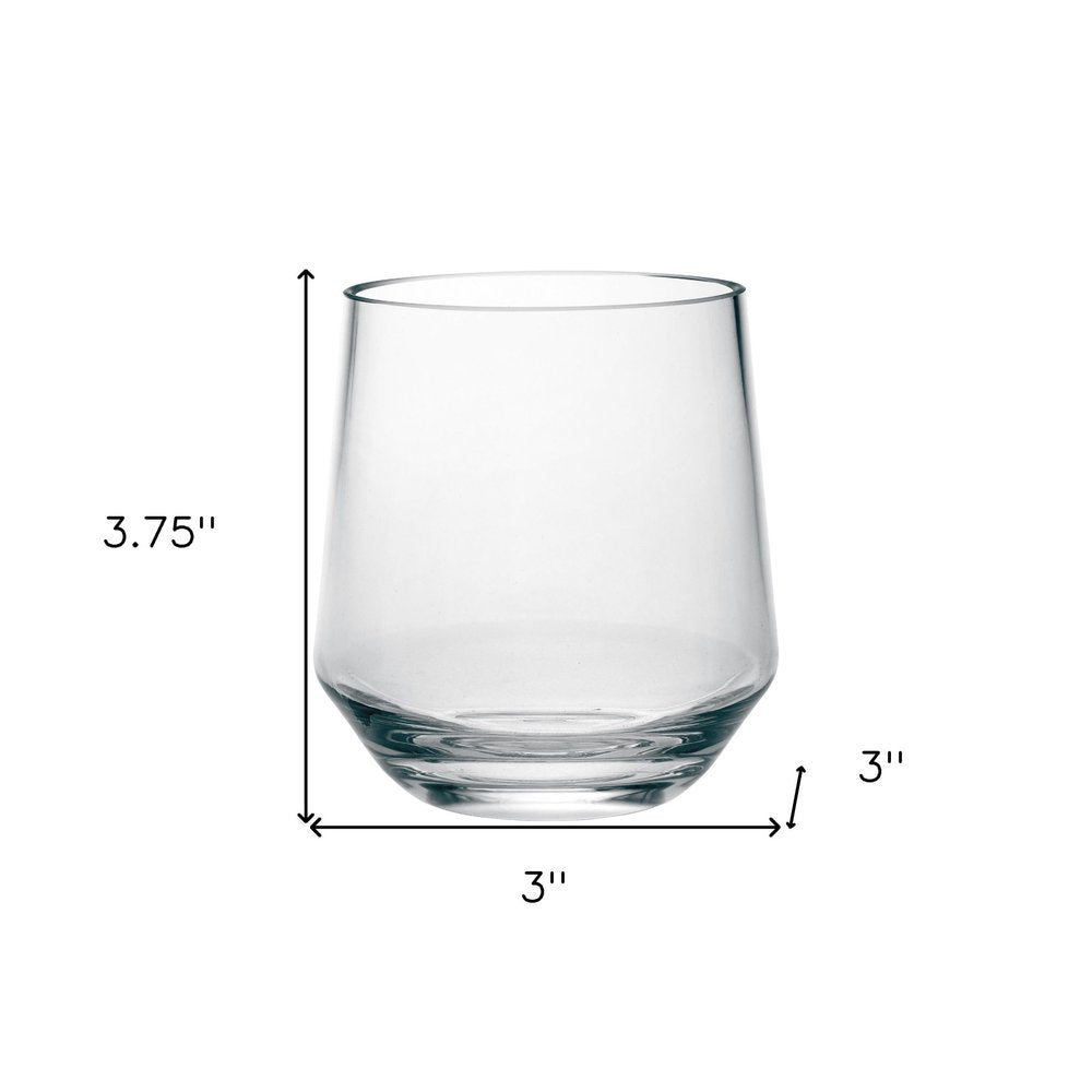 Set of Four Clear Tritan Plastic Stemmed All Purpose Wine Glass HomeRoots