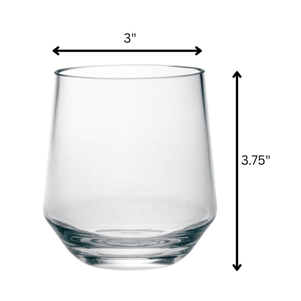 Set of Four Clear Tritan Plastic Stemmed All Purpose Wine Glass HomeRoots