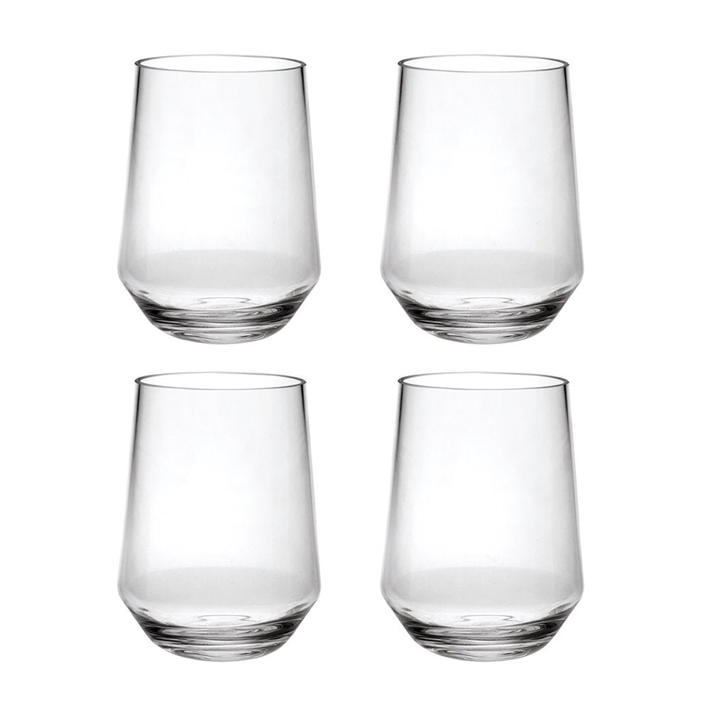 Set of Four Clear Tritan Plastic Stemless All Purpose Tumbler Wine Glasses HomeRoots