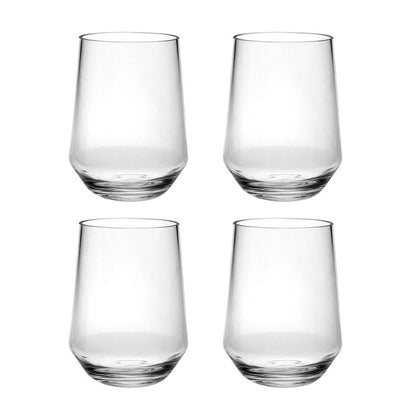 Set of Four Clear Tritan Plastic Stemless All Purpose Tumbler Wine Glasses HomeRoots