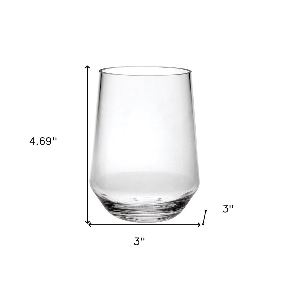 Set of Four Clear Tritan Plastic Stemless All Purpose Tumbler Wine Glasses HomeRoots