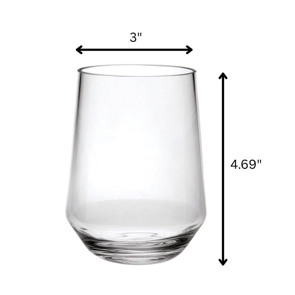 Set of Four Clear Tritan Plastic Stemless All Purpose Tumbler Wine Glasses HomeRoots