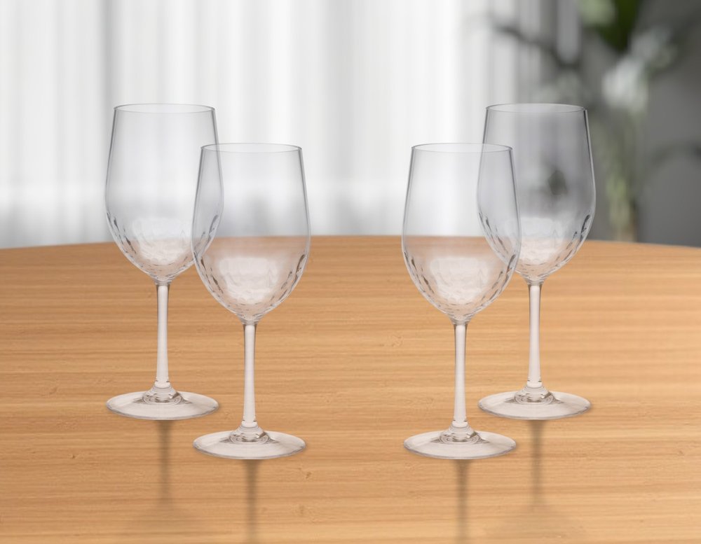 Set of Four Clear Tritan Plastic Stemmed All Purpose Wine Glass HomeRoots