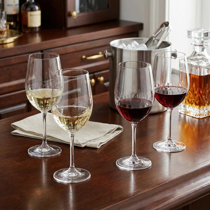 Set of Four Clear Tritan Plastic Stemmed All Purpose Wine Glass HomeRoots