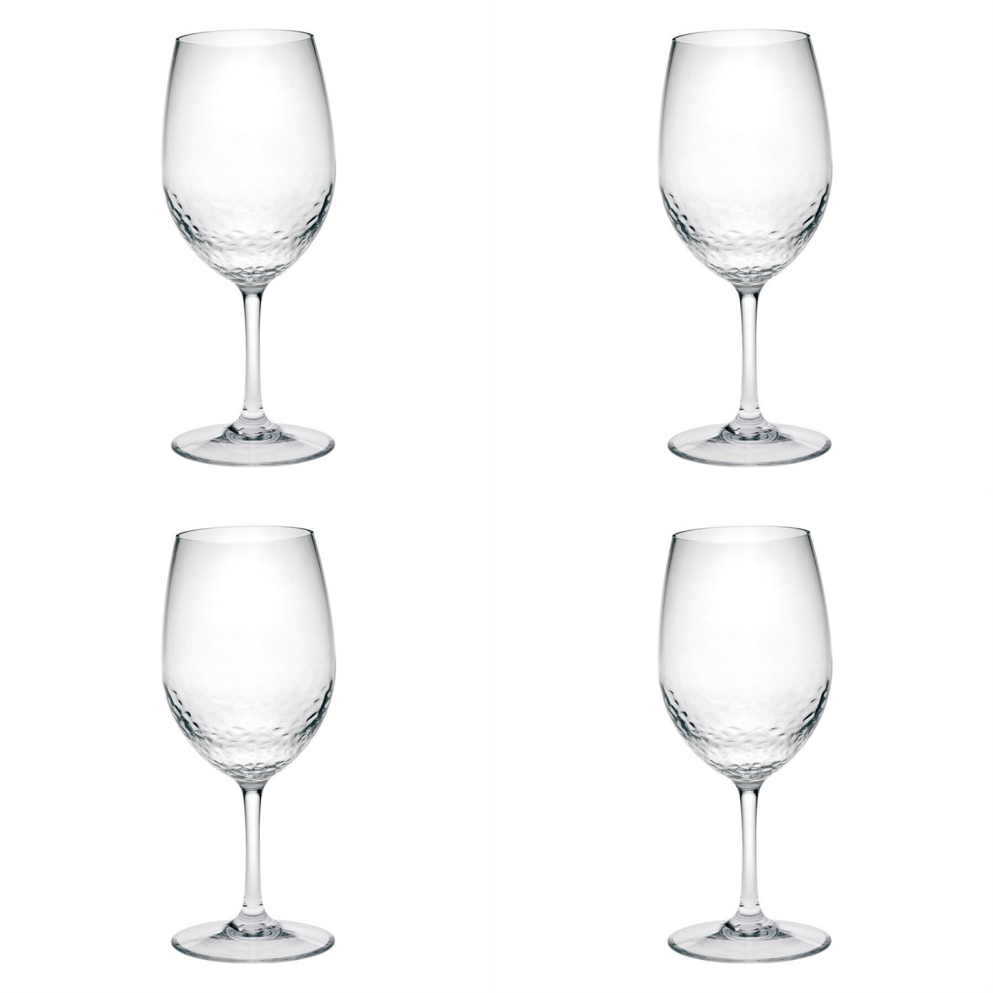 Set of Four Clear Tritan Plastic Stemmed All Purpose Wine Glass