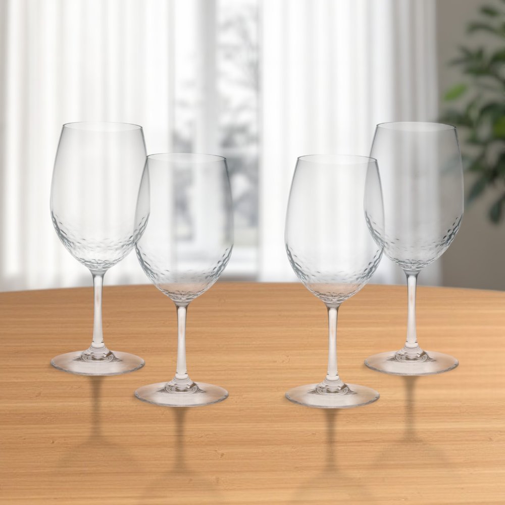 Set of Four Clear Tritan Plastic Stemmed All Purpose Wine Glass HomeRoots