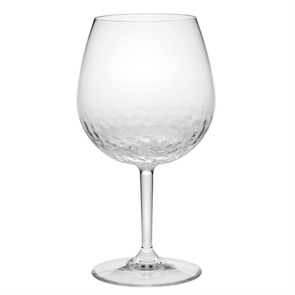 Set of Four Clear Dimpled Tritan Plastic Balloon or Round Bowl Stemmed All Purpose Wine Glasses HomeRoots