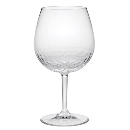Set of Four Clear Dimpled Tritan Plastic Balloon or Round Bowl Stemmed All Purpose Wine Glasses HomeRoots