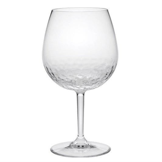 Set of Four Clear Dimpled Tritan Plastic Balloon or Round Bowl Stemmed All Purpose Wine Glasses HomeRoots