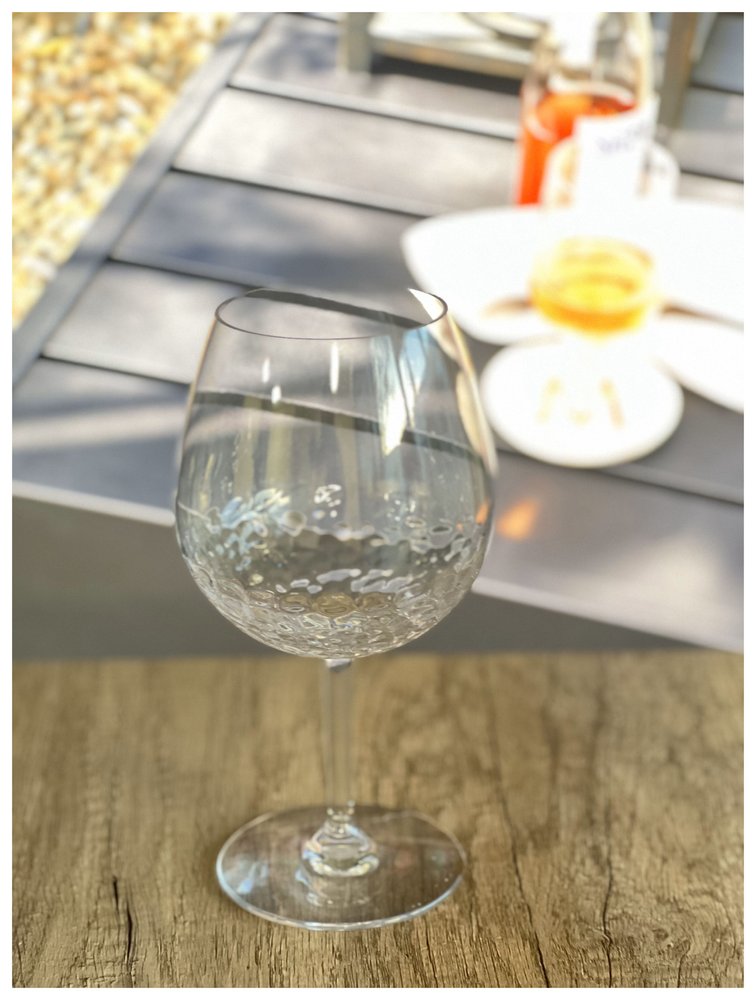 Set of Four Clear Dimpled Tritan Plastic Balloon or Round Bowl Stemmed All Purpose Wine Glasses HomeRoots
