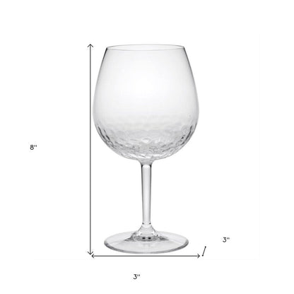 Set of Four Clear Dimpled Tritan Plastic Balloon or Round Bowl Stemmed All Purpose Wine Glasses HomeRoots