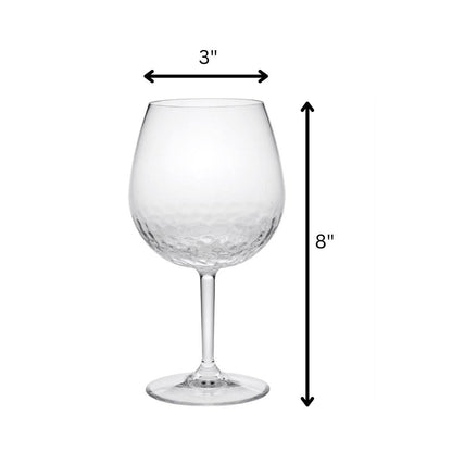 Set of Four Clear Dimpled Tritan Plastic Balloon or Round Bowl Stemmed All Purpose Wine Glasses HomeRoots
