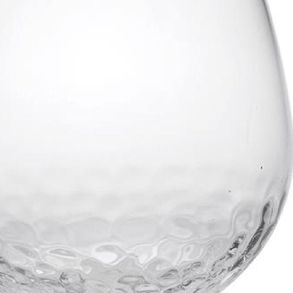 Set of Four Clear Dimpled Tritan Plastic Balloon or Round Bowl Stemmed All Purpose Wine Glasses HomeRoots