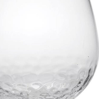 Set of Four Clear Dimpled Tritan Plastic Balloon or Round Bowl Stemmed All Purpose Wine Glasses HomeRoots