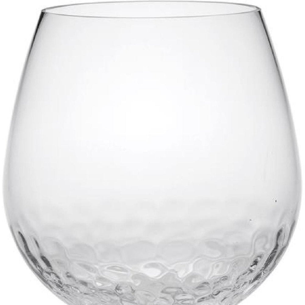 Set of Four Clear Dimpled Tritan Plastic Balloon or Round Bowl Stemmed All Purpose Wine Glasses HomeRoots