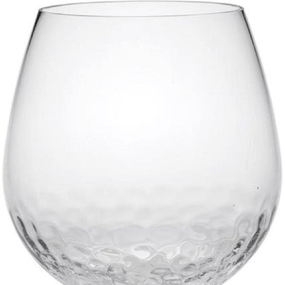 Set of Four Clear Dimpled Tritan Plastic Balloon or Round Bowl Stemmed All Purpose Wine Glasses HomeRoots