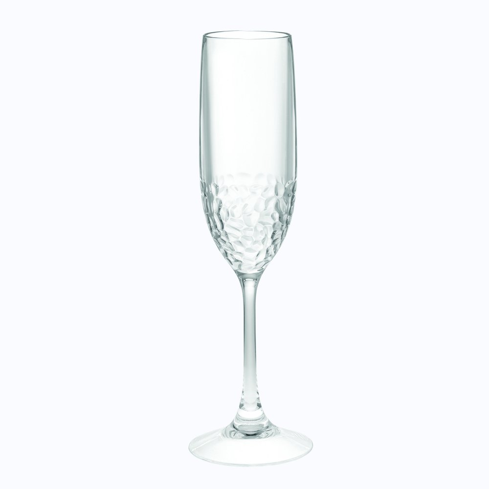 Set of Four Clear Dimpled Tritan Plastic Stemmed Flutes HomeRoots